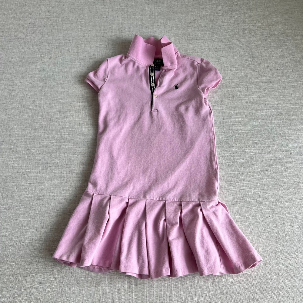 Polo Ralph Lauren Polo Dress Kids 6 Pink Good Pleated Short Sleeve Pony Logo